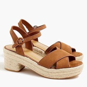 J.Crew Platform Espadrille Heeled Sandals in Warm Chicory Suede Size 7.5 NWB
